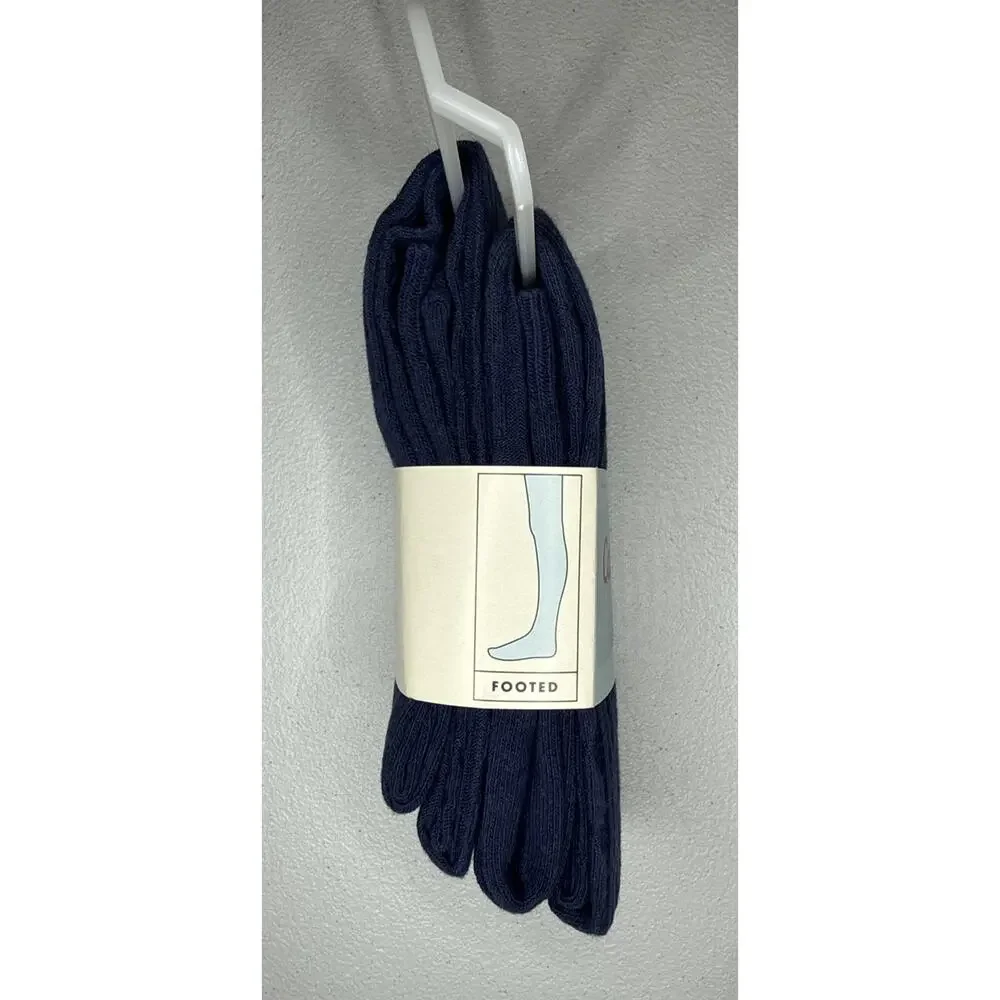 Cat & Jack Girls' Cotton Footed Tights 2 Pack size 4-6X Navy Blue